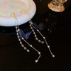 Pearl Crystal Butterfly Tassel French Design Super Fairy Earrings For Women Korean Earring Birthday Party Jewelry Gifts