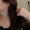Pearl Crystal Butterfly Tassel French Design Super Fairy Earrings For Women Korean Earring Birthday Party Jewelry Gifts