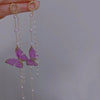 Pearl Crystal Butterfly Tassel French Design Super Fairy Earrings For Women Korean Earring Birthday Party Jewelry Gifts