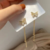 Pearl Crystal Butterfly Tassel French Design Super Fairy Earrings For Women Korean Earring Birthday Party Jewelry Gifts