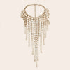 Personality Rhinestone Chunky Choker Necklace for Women Crystal Exaggerated Tassel Choker Chain Luxury Fringe Accessories Gift