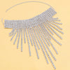 Personality Rhinestone Chunky Choker Necklace for Women Crystal Exaggerated Tassel Choker Chain Luxury Fringe Accessories Gift