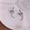 Personality Rhinestone Snake Shaped Clip Earrings for Women Sparkling Zircon Animal Without Piercing Ear Cuff Party Jewelry Gift