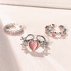 Pink Love Heart Rings for Women Opening Personality Thorn Finger Ring  Sweet Girls Jewelry Wedding Party Accessories 2023