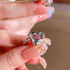 Pink Love Heart Rings for Women Opening Personality Thorn Finger Ring  Sweet Girls Jewelry Wedding Party Accessories 2023