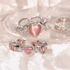 Pink Love Heart Rings for Women Opening Personality Thorn Finger Ring  Sweet Girls Jewelry Wedding Party Accessories 2023