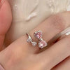 Pink Love Heart Rings for Women Opening Personality Thorn Finger Ring  Sweet Girls Jewelry Wedding Party Accessories 2023