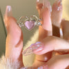 Pink Love Heart Rings for Women Opening Personality Thorn Finger Ring  Sweet Girls Jewelry Wedding Party Accessories 2023
