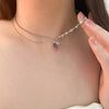 Pink Purple Zircon Star Heart Necklace Y2K Irregular Love Crystal Heart Choker Egirl Collar Necklaces Women Jewelry Accessories
