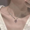 Pink Purple Zircon Star Heart Necklace Y2K Irregular Love Crystal Heart Choker Egirl Collar Necklaces Women Jewelry Accessories