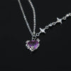Pink Purple Zircon Star Heart Necklace Y2K Irregular Love Crystal Heart Choker Egirl Collar Necklaces Women Jewelry Accessories