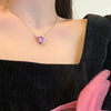 Pink Purple Zircon Star Heart Necklace Y2K Irregular Love Crystal Heart Choker Egirl Collar Necklaces Women Jewelry Accessories