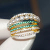 Popular Gold Color Multilayer Winding Inlaid Crystal Rhinestone Zircon Female Metal Ring for Women Party Jewelry Accessories