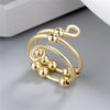 Punk Anxiety Rings For Women Men Spiral Fidget Beads Ring  Trend Jewelry Rotate Freely Anti Stress Stainless Steel Ring Gift