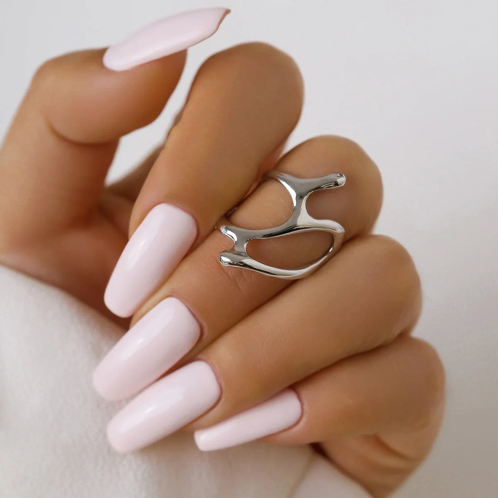 Punk Hollow Out Thick Geometric Star Open Ring for Women Men Minimalist Silver Color Ring Party Hip Hop Jewelry