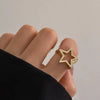 Punk Hollow Out Thick Geometric Star Open Ring for Women Men Minimalist Silver Color Ring Party Hip Hop Jewelry