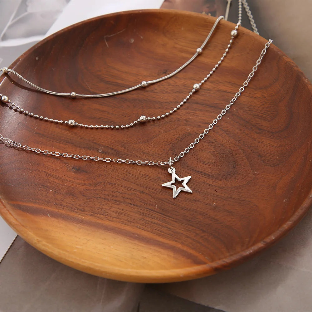 Punk Multilayered Star Necklace Snake for Women Vintage  Bohemian Chain Pendant Choker Jewelry Wedding Gifts INS Trendy