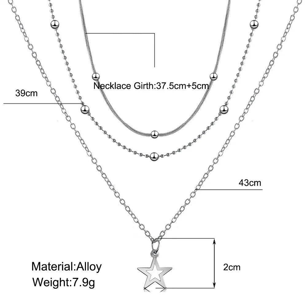 Punk Multilayered Star Necklace Snake for Women Vintage  Bohemian Chain Pendant Choker Jewelry Wedding Gifts INS Trendy