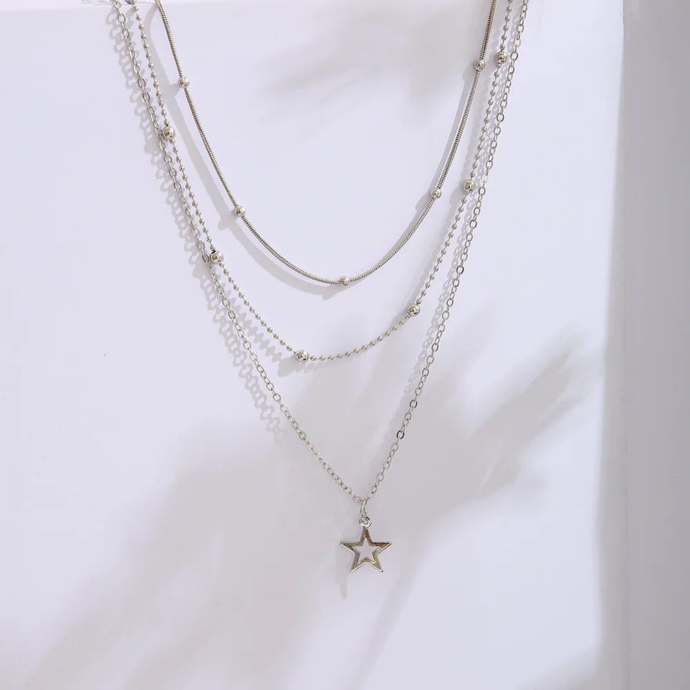 Punk Multilayered Star Necklace Snake for Women Vintage  Bohemian Chain Pendant Choker Jewelry Wedding Gifts INS Trendy