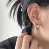 Punk Rhinestone Cross Ear Buckle Earrings Black Star Ear Clip Jewelry Piercing Studs for Women or Men Ear Accessories