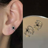 Punk Rhinestone Cross Ear Buckle Earrings Black Star Ear Clip Jewelry Piercing Studs for Women or Men Ear Accessories