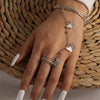 Punk Silver Color Butterfly Ring For Women Hip Hop Link Wrist Chain Bracelet Finger Rings Vintage Trendy Aesthetic Jewelry Gift