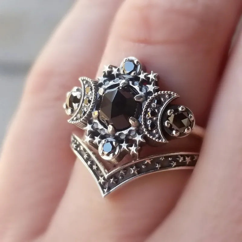 Punk Skull Retro Gothic Rings for Women Men Halloween Goth Witchcraft Accessories Purple Color Rings  Jewelry Gifts