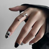 Punk Two-Finger Irregular Geometric Ring  Design Geometric Smooth Rings Silver Color Hip Hop Open Ring Women Jewelry Gift