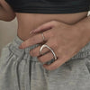 Punk Two-Finger Irregular Geometric Ring  Design Geometric Smooth Rings Silver Color Hip Hop Open Ring Women Jewelry Gift