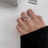 Punk Two-Finger Irregular Geometric Ring  Design Geometric Smooth Rings Silver Color Hip Hop Open Ring Women Jewelry Gift