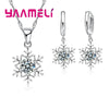 Qualified Snowflake Women 925 Sterling Silver Color Jewelry Set Zircon CZ Crystal Pendant Necklace Earrings Party Gift