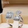 RAKOL   Geometric Cubic Zirconia Open Adjustable Rings for Women  Jewelry Anniversary Gift Party Dress Accessories