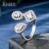 RAKOL   Geometric Cubic Zirconia Open Adjustable Rings for Women  Jewelry Anniversary Gift Party Dress Accessories