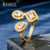 RAKOL   Geometric Cubic Zirconia Open Adjustable Rings for Women  Jewelry Anniversary Gift Party Dress Accessories