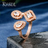 RAKOL   Geometric Cubic Zirconia Open Adjustable Rings for Women  Jewelry Anniversary Gift Party Dress Accessories