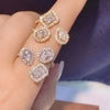 RAKOL   Geometric Cubic Zirconia Open Adjustable Rings for Women  Jewelry Anniversary Gift Party Dress Accessories