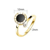 RAKOL Stainless Steel Roman Numeral Black Shell Opening Rings for Women Adjustable Zircon Tail Ring  Female Jewelry
