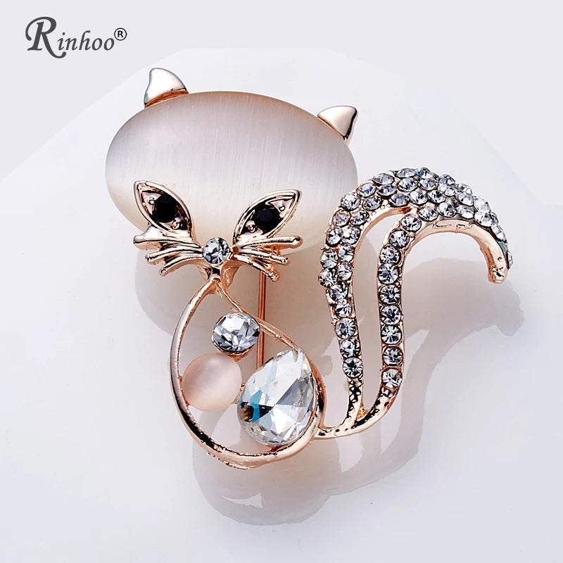 RINHOO Cute Animal Cat Brooch For Women Europe America  Wedding Party Christmas Jewelry Stones Crystal Brooch Pins
