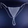 Rave Mesh Rhinestone Body Chain Jewelry Simple Waist Round Thong for Women Sexy Bikini Crystal Underwear Panties Christmas Gift