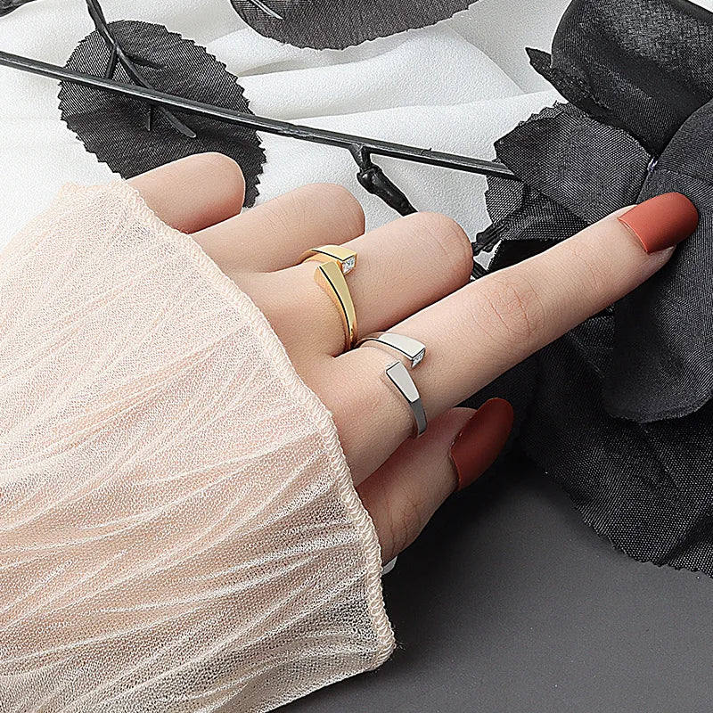 Real 925 Sterling Silver Rings For Women vintage zircon open round Engagement Rings Silver 925 Jewelry Anillos Mujer