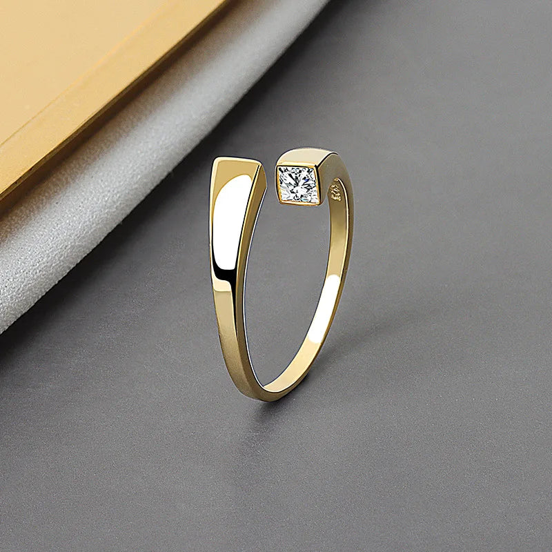 Real 925 Sterling Silver Rings For Women vintage zircon open round Engagement Rings Silver 925 Jewelry Anillos Mujer