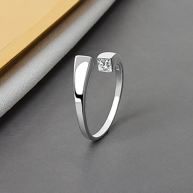 Real 925 Sterling Silver Rings For Women vintage zircon open round Engagement Rings Silver 925 Jewelry Anillos Mujer