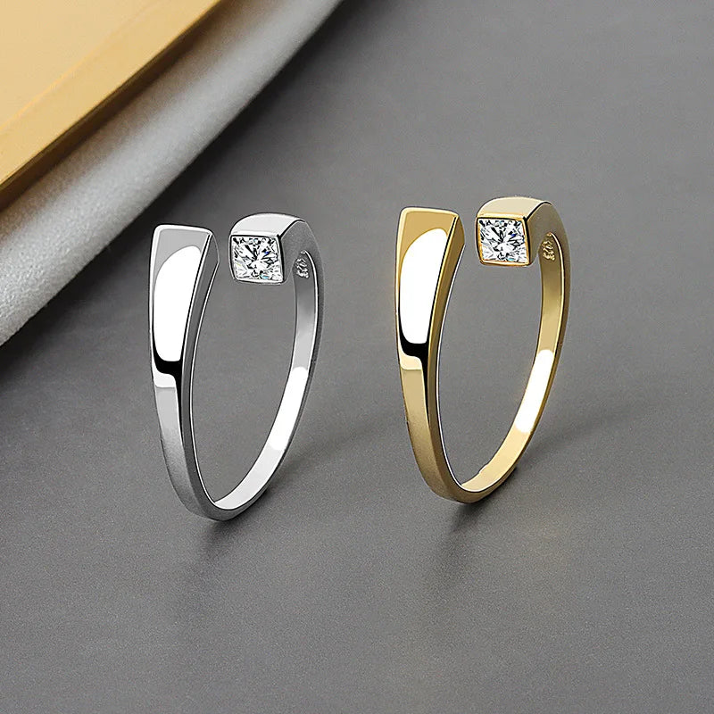 Real 925 Sterling Silver Rings For Women vintage zircon open round Engagement Rings Silver 925 Jewelry Anillos Mujer