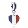 Real Enamel Love Heart Germany Spain Brazil Canada Flag Pendant Beads 925 Sterling Silver Charm Fit Bracelet Diy Jewelry