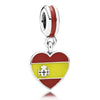 Real Enamel Love Heart Germany Spain Brazil Canada Flag Pendant Beads 925 Sterling Silver Charm Fit Bracelet Diy Jewelry