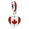 Real Enamel Love Heart Germany Spain Brazil Canada Flag Pendant Beads 925 Sterling Silver Charm Fit Bracelet Diy Jewelry