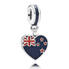 Real Enamel Love Heart Germany Spain Brazil Canada Flag Pendant Beads 925 Sterling Silver Charm Fit Bracelet Diy Jewelry