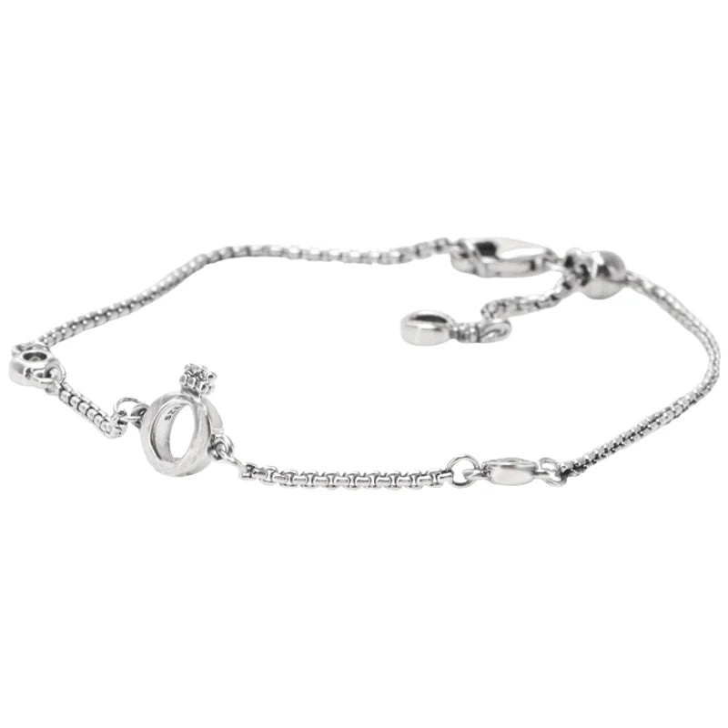 Real Sparkling Signature Heart Family Tree Chain Bracelet 925 Sterling Silver Bangle Fit  Bead Charm Diy Jewelry