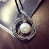 Red White Pearl Ball Pendant Long Necklaces  Circles Simulated Women Black Chain Maxi Necklace  Jewelry   Gift