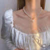 Retro Elegance Pearl Chain Necklace For Women  Rose Flower Necklace Gold Color Choker Butterfly Clavicle Chain Jewelry